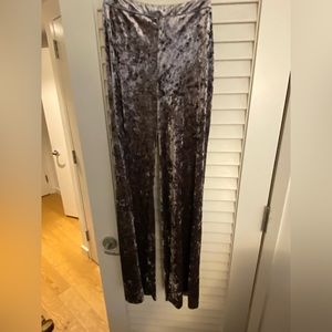NWT Zara Gray Crushed Velvet Wide Leg Pants